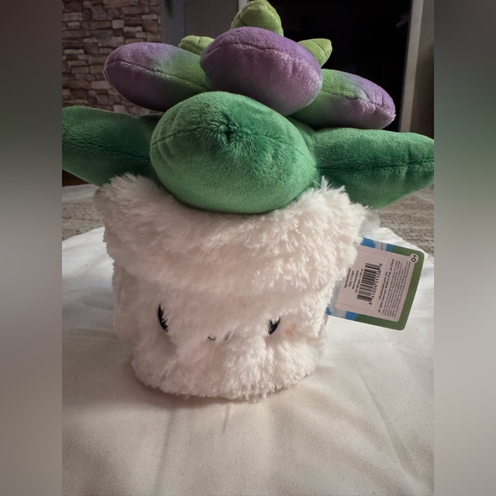 Squishable Mini Succulent Plant Plush Toy 8" Purple Green White Pot Fuzzy Soft